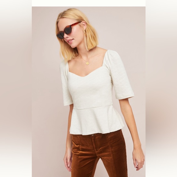 Anthropologie Porridge clothing beautiful top cream color size large - Picture 1 of 8
